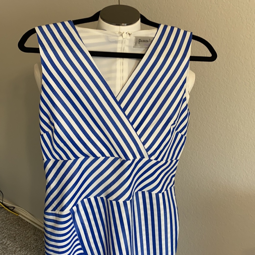 Patrizia luca milano dress blue white stripes sleeveless mid length Size M. New - Picture 3 of 15
